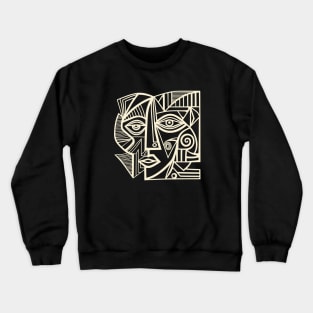 Artsy Cubism Face Wonky Womens Face Crewneck Sweatshirt